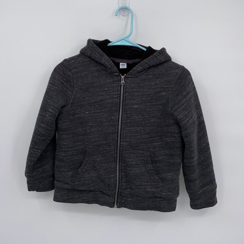 Old Navy Kids Hooded Full Zip Fleece Lined Sweatshirt Gray Small 6-7